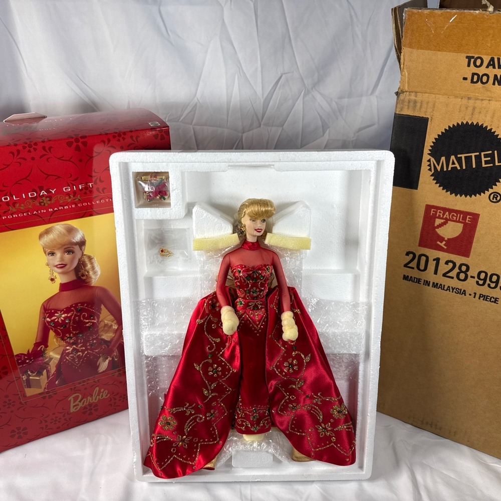 1998 Limited Edition Holiday Gift Porcelain Barbie Doll 20128 Blonde Brown Eyes